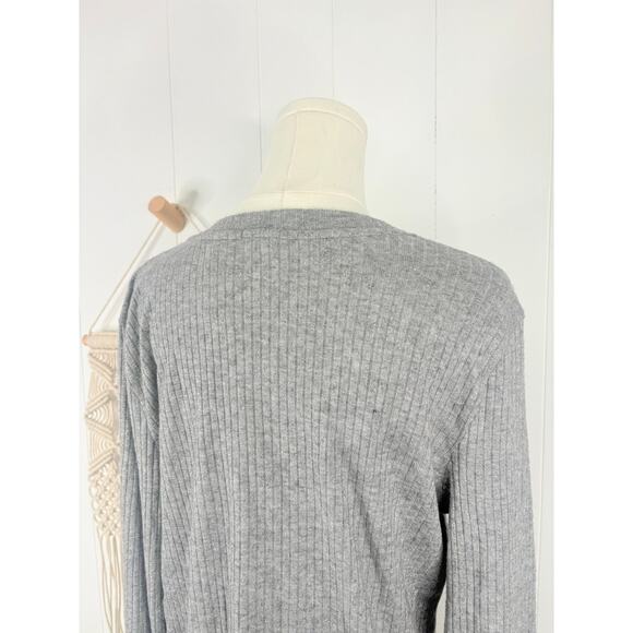 NWT Aerie Gray Ribbed Cardigan T Shirt Womens XL Button Front Metallic Knit - Picture 8 of 10